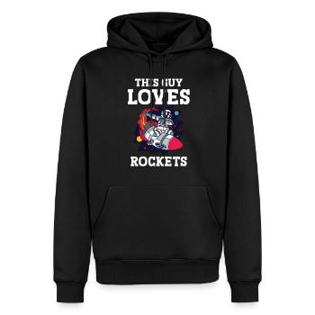 Astronaut Guy Loves Rockets Spaceman Space - Men’s Premium Organic Hoodie - black - Front - Nico (187cm)