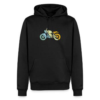 Moto Rétro - Sweat à capuche Premium bio Homme - noir - Devant - Nico (187cm)