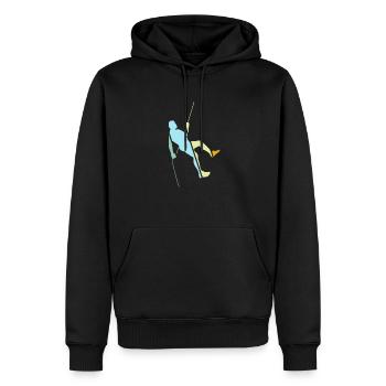 Escalade Rétro - Sweat à capuche Premium bio Homme - noir - Devant - Nico (187cm)