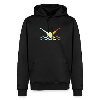 Natation Rétro - Sweat à capuche Premium bio Homme - noir - Devant - Nico (187cm)