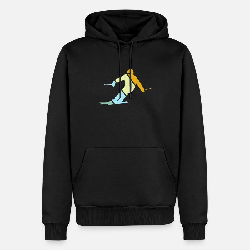Ski Rétro - Sweat à capuche Premium bio Homme - noir