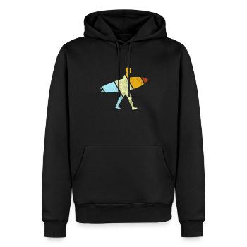 Surfen Retro - Männer Premium Bio Hoodie - Schwarz - Vorne - Nico (187cm)