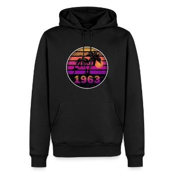 1963 Jahrgang 1963 Geburtstagsgeschenk - Männer Premium Bio Hoodie - Schwarz - Vorne - Nico (187cm)