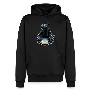Joueur de handpan extraterrestre - Sweat à capuche Premium bio Homme - noir - Devant - Nico (187cm)