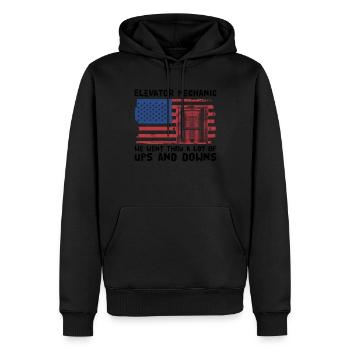 Aufzugsmechaniker-design Für Einen - Sweat à capuche Premium bio Homme - noir - Devant - Nico (187cm)