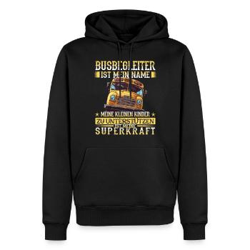 Schulbuswärter - Schulbusfahrer - Männer Premium Bio Hoodie - Schwarz - Vorne - Nico (187cm)