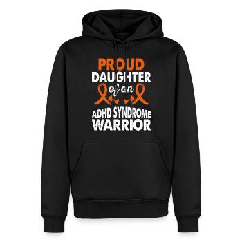 Daughter of the ADHD syndrome Warrior Awareness Orange - Men’s Premium Organic Hoodie - black - Front - Nico (187cm)