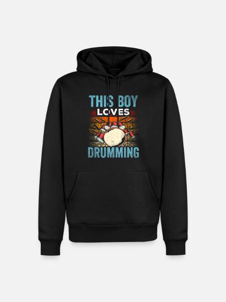 This boy loves drumming drums - Men’s Premium Organic Hoodie - black