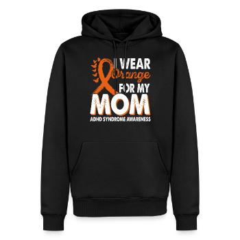 Portez de l’orange pour le - Sweat à capuche Premium bio Homme - noir - Devant - Nico (187cm)