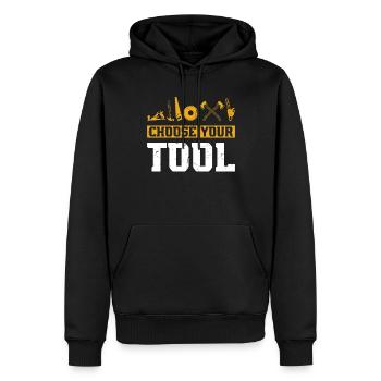 Choisissez votre outil - Woodworkers Equipment & Joinery - Sweat à capuche Premium bio Homme - noir - Devant - Nico (187cm)