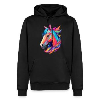 Cheval Pony Design Cheval avec des couleurs colorées - Sweat à capuche Premium bio Homme - noir - Devant - Nico (187cm)