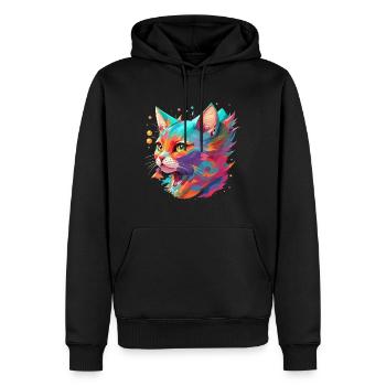 Chat amoureux Cat Design Cat Cat Animal - Sweat à capuche Premium bio Homme - noir - Devant - Nico (187cm)