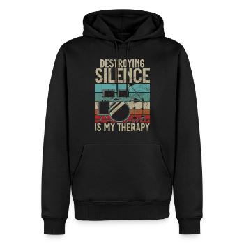 Dicton de batteur vintage pour batteur rétro - Sweat à capuche Premium bio Homme - noir - Devant - Nico (187cm)