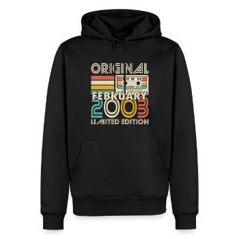 20th Birthday Year February 2003 Original 2003 - Men’s Premium Organic Hoodie - black - Front - Nico (187cm)