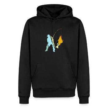 Angeln Retro - Männer Premium Bio Hoodie - Schwarz - Vorne - Nico (187cm)