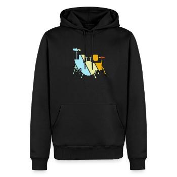 Batterie Rétro - Sweat à capuche Premium bio Homme - noir - Devant - Nico (187cm)