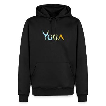 Yoga Retro - Männer Premium Bio Hoodie - Schwarz - Vorne - Nico (187cm)