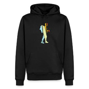Wandern Retro - Männer Premium Bio Hoodie - Schwarz - Vorne - Nico (187cm)