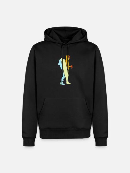 Wandern Retro - Männer Premium Bio Hoodie - Schwarz