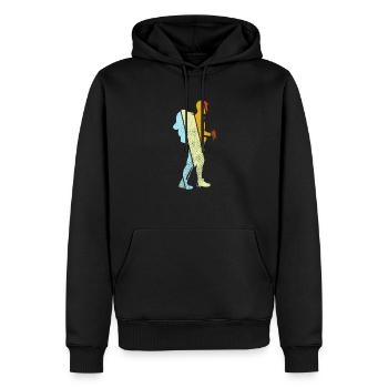 Wandern Retro - Männer Premium Bio Hoodie - Schwarz - Vorne - Nico (187cm)