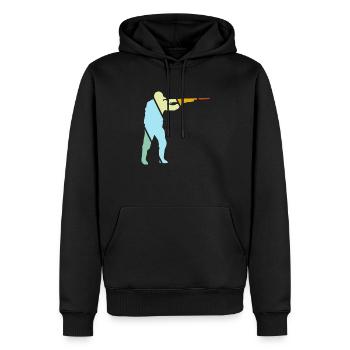 Hunter Rétro - Sweat à capuche Premium bio Homme - noir - Devant - Nico (187cm)