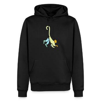 Singe Rétro - Sweat à capuche Premium bio Homme - noir - Devant - Nico (187cm)