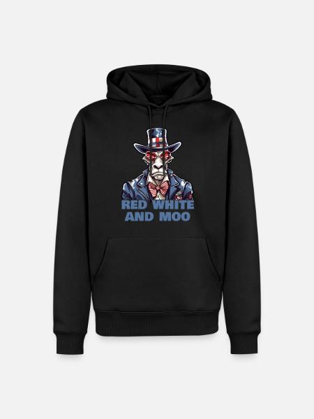Rot Weiß Und Muh - Männer Premium Bio Hoodie - Schwarz