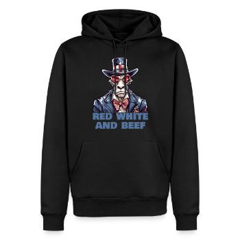 Rot Weiß Und Muh - Männer Premium Bio Hoodie - Schwarz - Vorne - Nico (187cm)