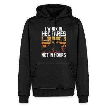 Ich Arbeite In Hektar Nicht In Stunden Bauer - Männer Premium Bio Hoodie - Schwarz - Vorne - Nico (187cm)
