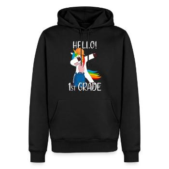 Licorne de l’école élémentaire de première année de 1ère année - Sweat à capuche Premium bio Homme - noir - Devant - Nico (187cm)