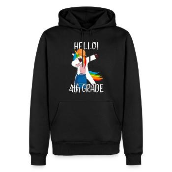 École élémentaire de quatrième année de 4e année Einhorn - Sweat à capuche Premium bio Homme - noir - Devant - Nico (187cm)