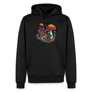 Trippy Mushrooms Abstrakte Pilze Fungus Kunst - Männer Premium Bio Hoodie - Schwarz - Vorne - Nico (187cm)