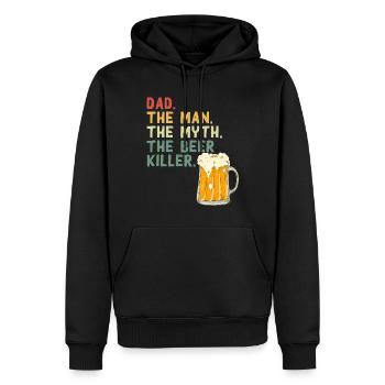 Drôle de père disant bière bière écrasant papa - Sweat à capuche Premium bio Homme - noir - Devant - Nico (187cm)