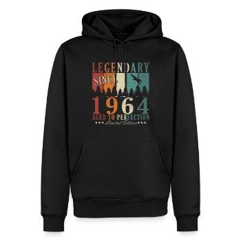 59e anniversaire Homme né en 1964 Légende - Sweat à capuche Premium bio Homme - noir - Devant - Nico (187cm)