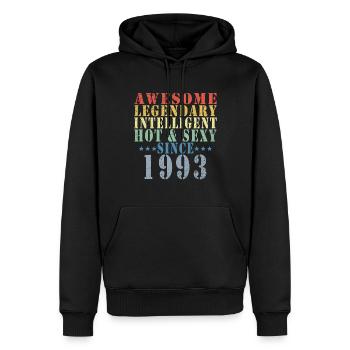 30th Birthday Man June Vintage 1993 Awesome - Sweat à capuche Premium bio Homme - noir - Devant - Nico (187cm)