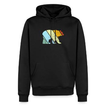 Ours Rétro - Sweat à capuche Premium bio Homme - noir - Devant - Nico (187cm)