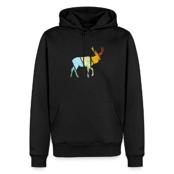 Hirsch Rétro - Sweat à capuche Premium bio Homme - noir - Devant - Nico (187cm)