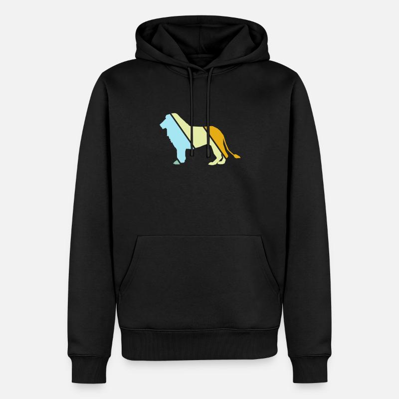 Löwe retro - Männer Premium Bio Hoodie - Schwarz
