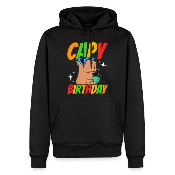 Capy Birthday - Men’s Premium Organic Hoodie - black - Front - Nico (187cm)