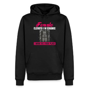 Weibliches Aufzugsmechaniker-design Für Einen - Sweat à capuche Premium bio Homme - noir - Devant - Nico (187cm)