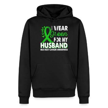 Wear green for Awareness Month for - Men’s Premium Organic Hoodie - black - Front - Nico (187cm)