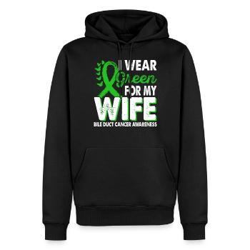 Wear green for wife bile duct cancer - Men’s Premium Organic Hoodie - black - Front - Nico (187cm)