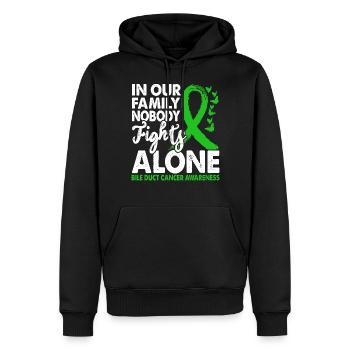 Personne ne lutte seul contre le cancer des canaux biliaires - Sweat à capuche Premium bio Homme - noir - Devant - Nico (187cm)