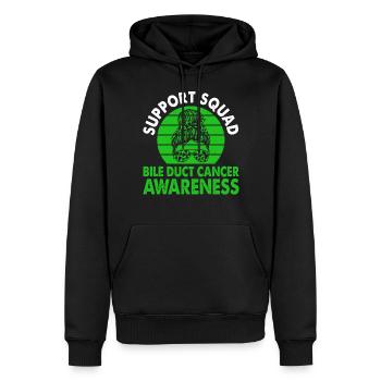 Mois de la sensibilisation au cancer des canaux biliaires de l’Escouade de soutien - Sweat à capuche Premium bio Homme - noir - Devant - Nico (187cm)