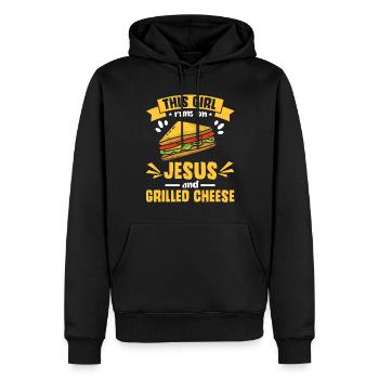 Love Grilled Cheese Men Women - Männer Premium Bio Hoodie - Schwarz - Vorne - Nico (187cm)