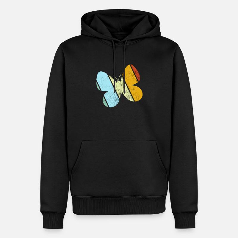 Schmetterling Retro - Männer Premium Bio Hoodie - Schwarz