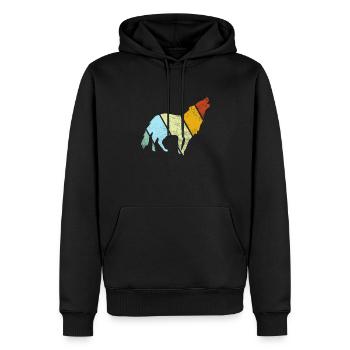 Wolf Retro - Männer Premium Bio Hoodie - Schwarz - Vorne - Nico (187cm)