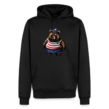 Gros ours américain - Sweat à capuche Premium bio Homme - noir - Devant - Nico (187cm)