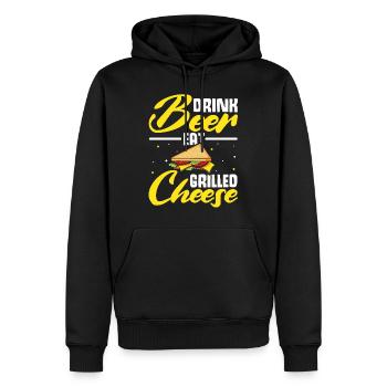 Amour Fromage Grillé Hommes Femmes - Sweat à capuche Premium bio Homme - noir - Devant - Nico (187cm)