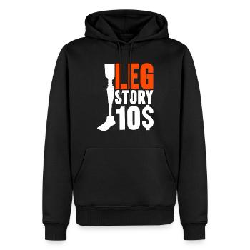 Prothèse de jambe Leg Story 10$ - Sweat à capuche Premium bio Homme - noir - Devant - Nico (187cm)